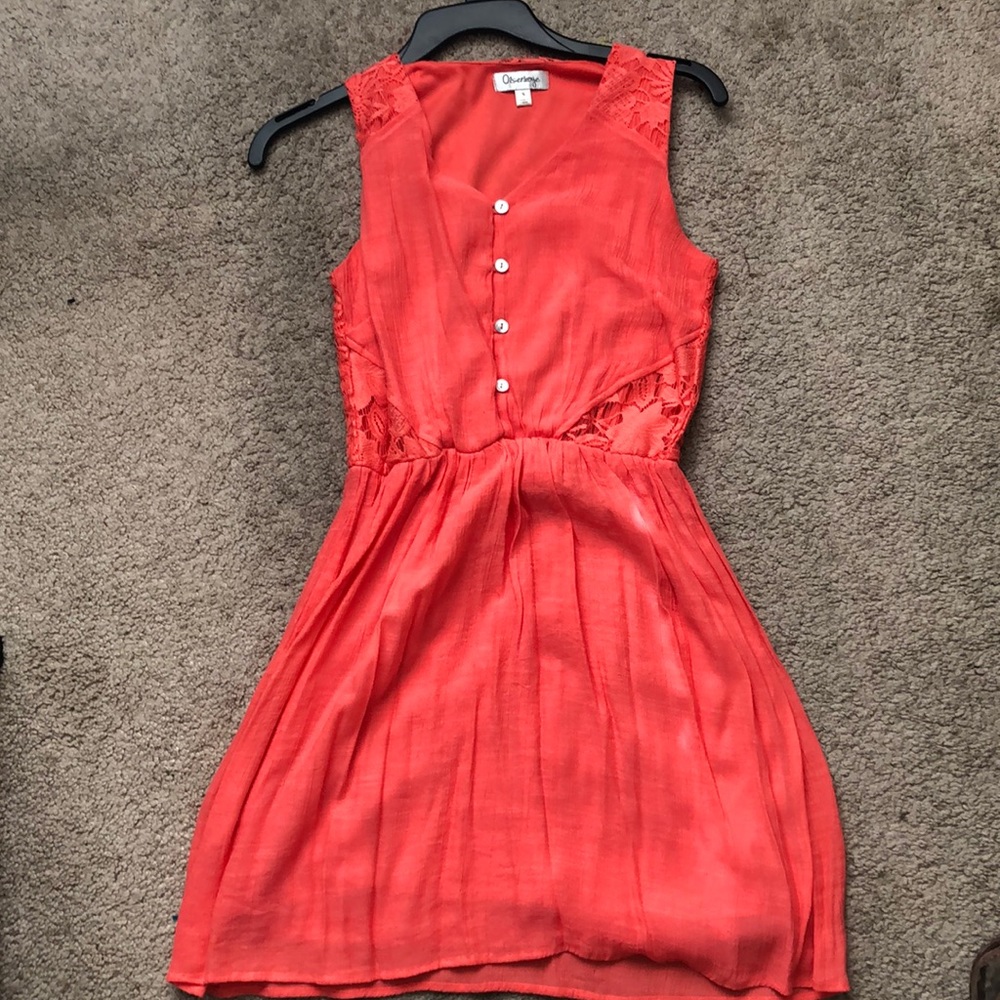 Coral Olsenboye Partial Lace Dress